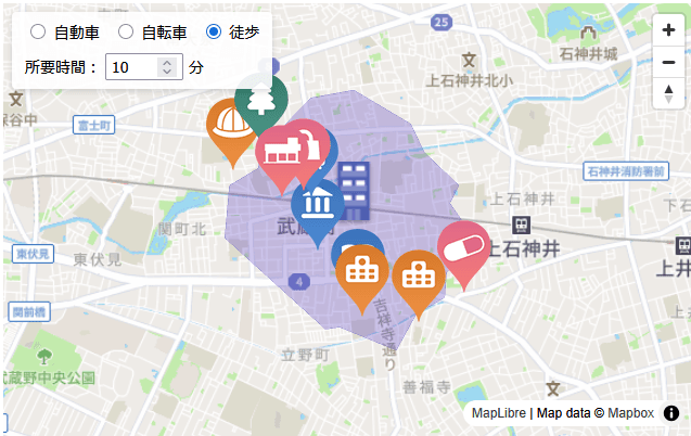 行動範囲マップ（選択メニュー）